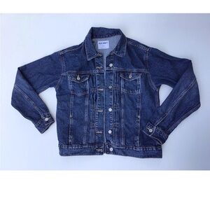 Denim Trucker Jacket sz Small Tall Dark Wash Classic 90s Retro Grunge Streetwear